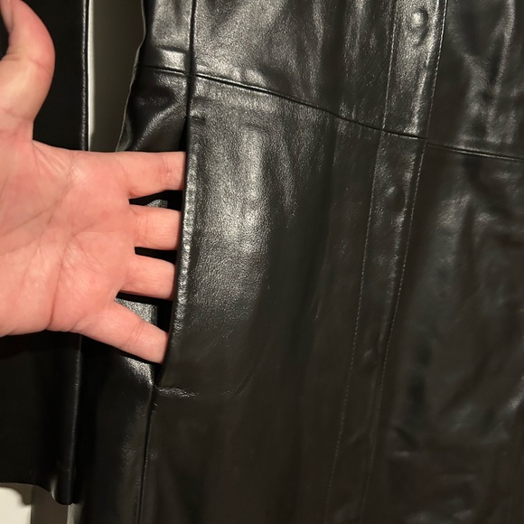 United Colors of Benetton Black Genuine Leather Trench Jacket - Picture 2 of 4